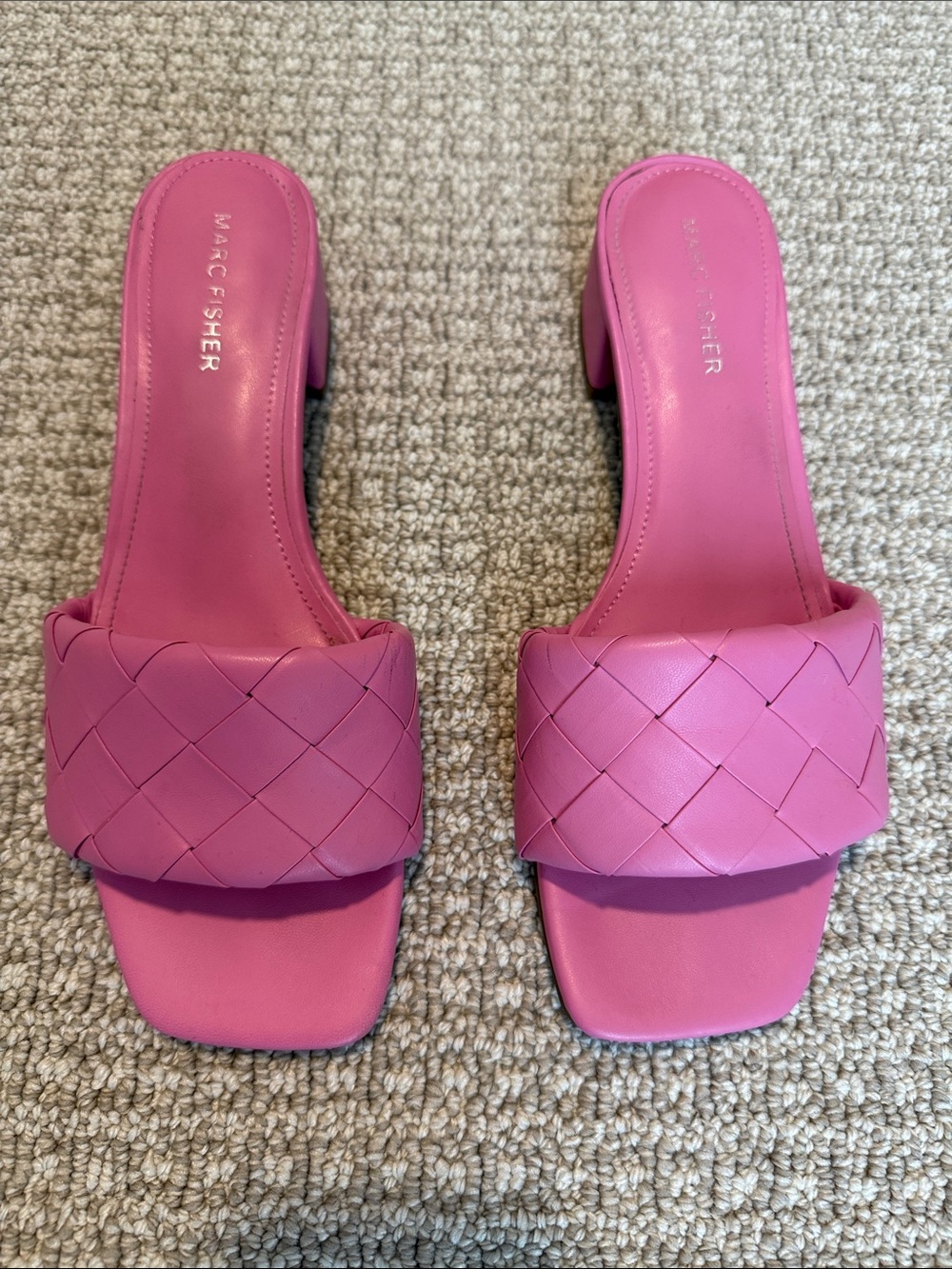 Marc Fisher Pink Braided Leather Slide Mules